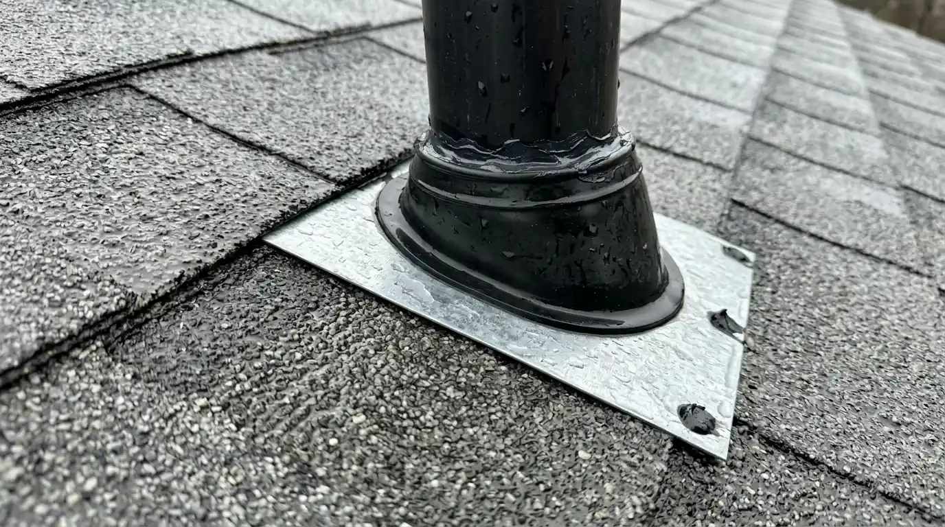 New pipe boot on a composition roof