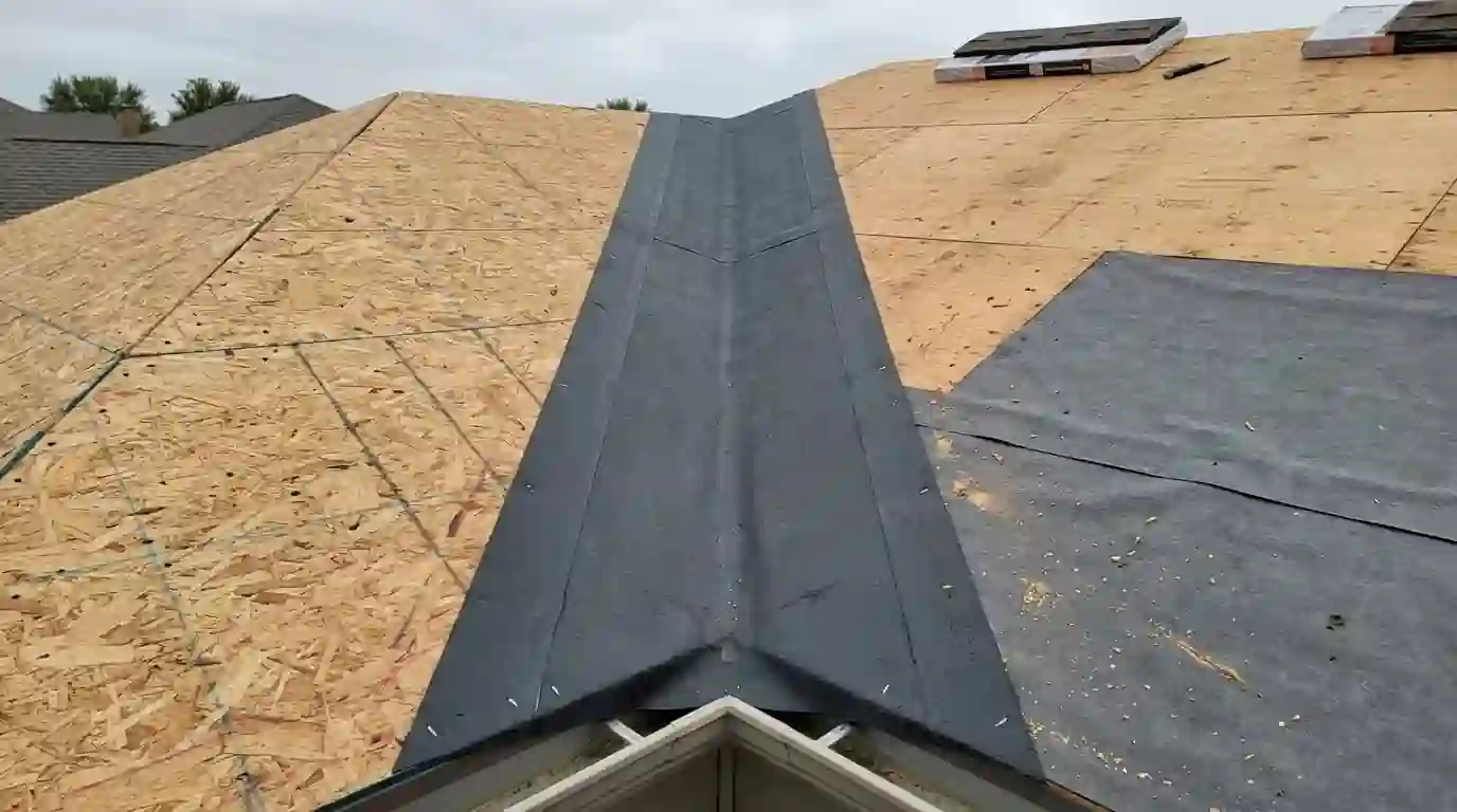 Ice and water membrane in a roof valley