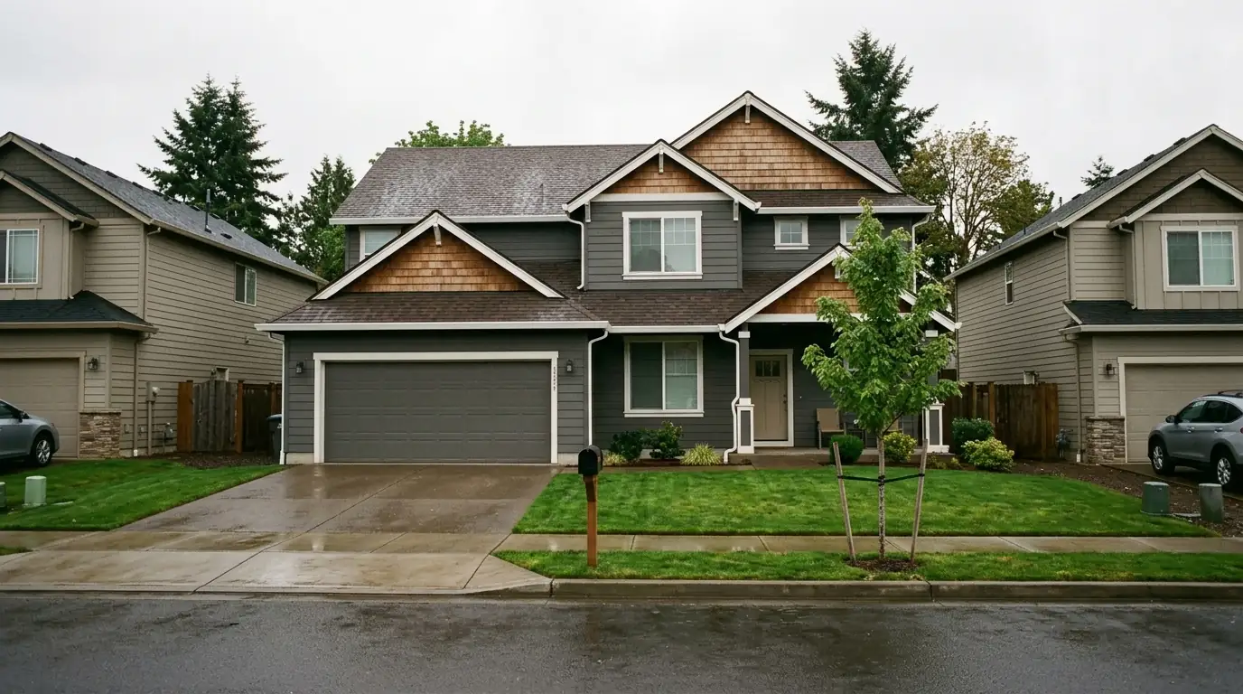 New architectural shingle roof on a Hillsboro two story subdivision home