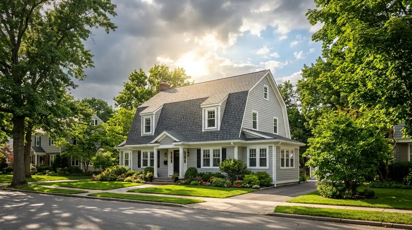 Newly roofed Dutch colonial home