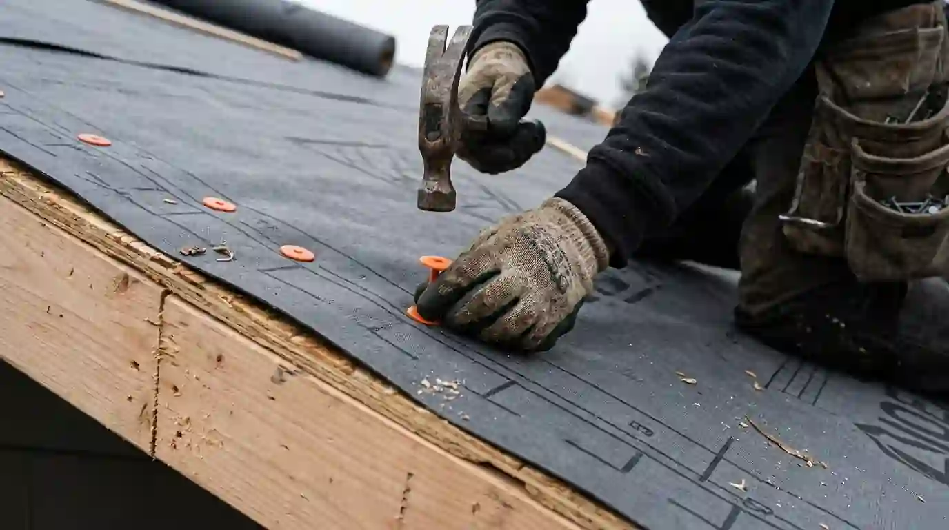 Nailing synthetic underlayment over new decking