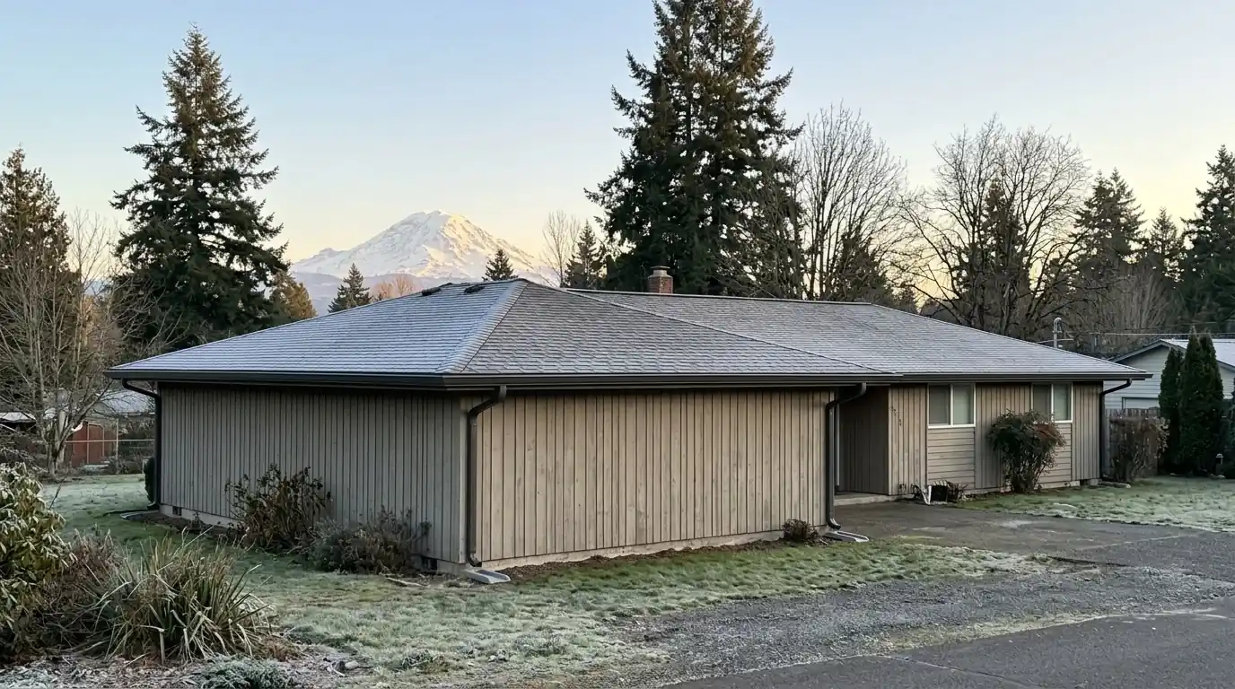 Ranch home with new gutters in east county