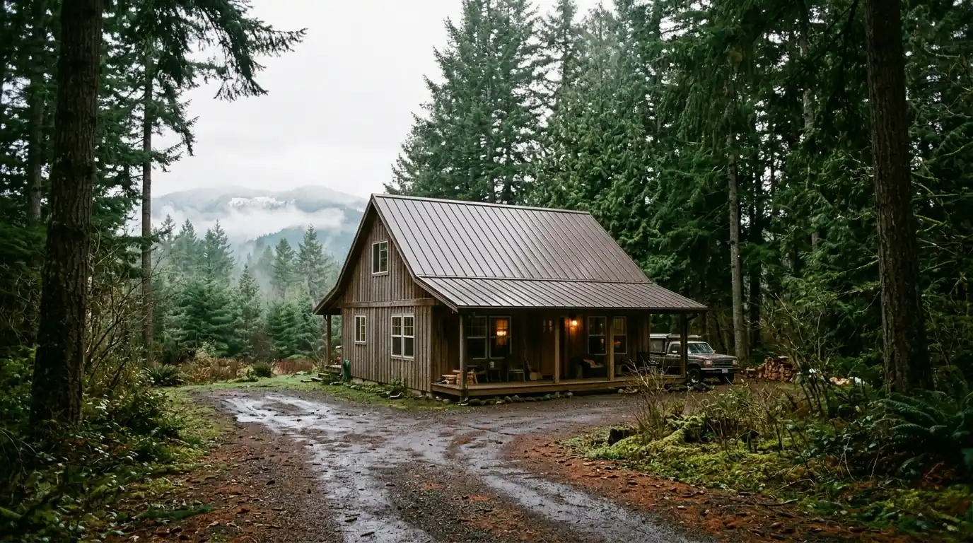 Standing seam metal roof on a wooded property in Clackamas County Oregon
